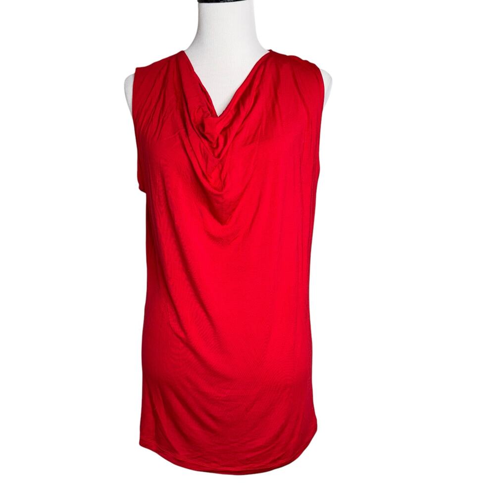 Cabi Style 3051 Red Cowl neck Tunic/Tank w/ Tie at back w/ V-cut Back Sz Large